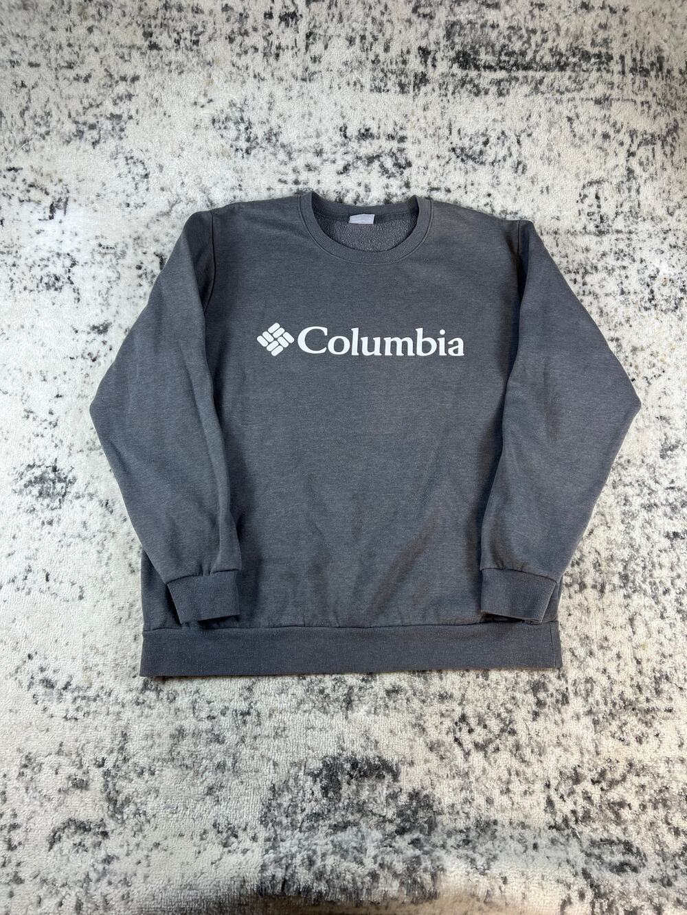 Columbia Spellout Sweatshirt Mens XL Gray Fleece Lined Logo Outdoor Streetwear